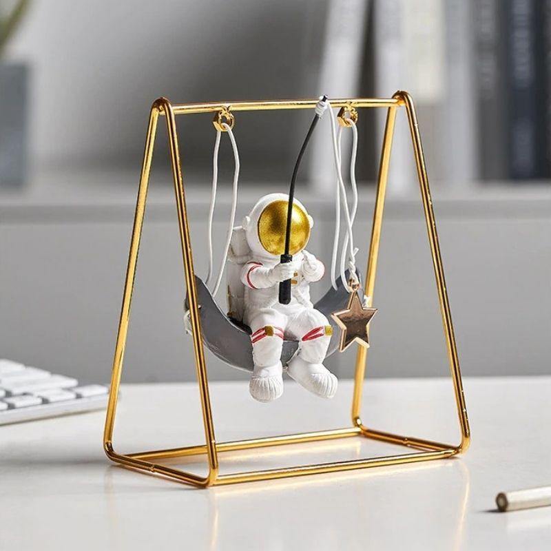HomeQuill‚Ñ¢ Mini Astronaut on a Swing Figurine - Nordic Side - 