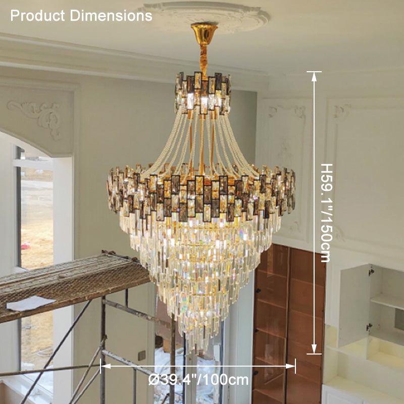 WOMO Gold Tiered Crystal Chandelier-WM2380
