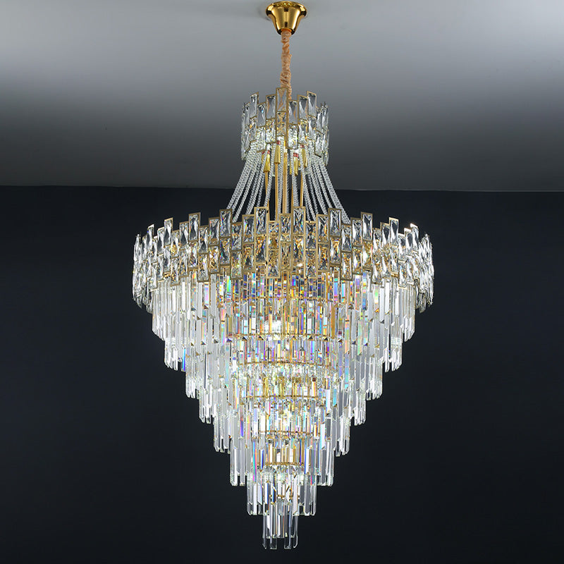 WOMO Gold Tiered Crystal Chandelier-WM2380