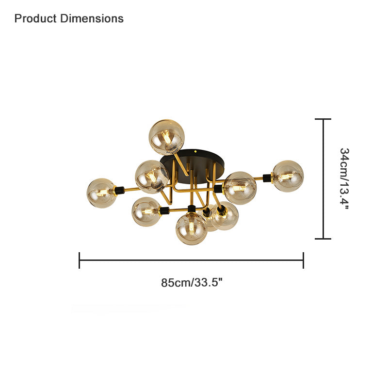 WOMO Ribbed Smoked/Green Glass Globe Ceiling Light-WM1110