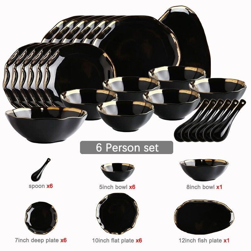 Nora Black White Dinnerware Set