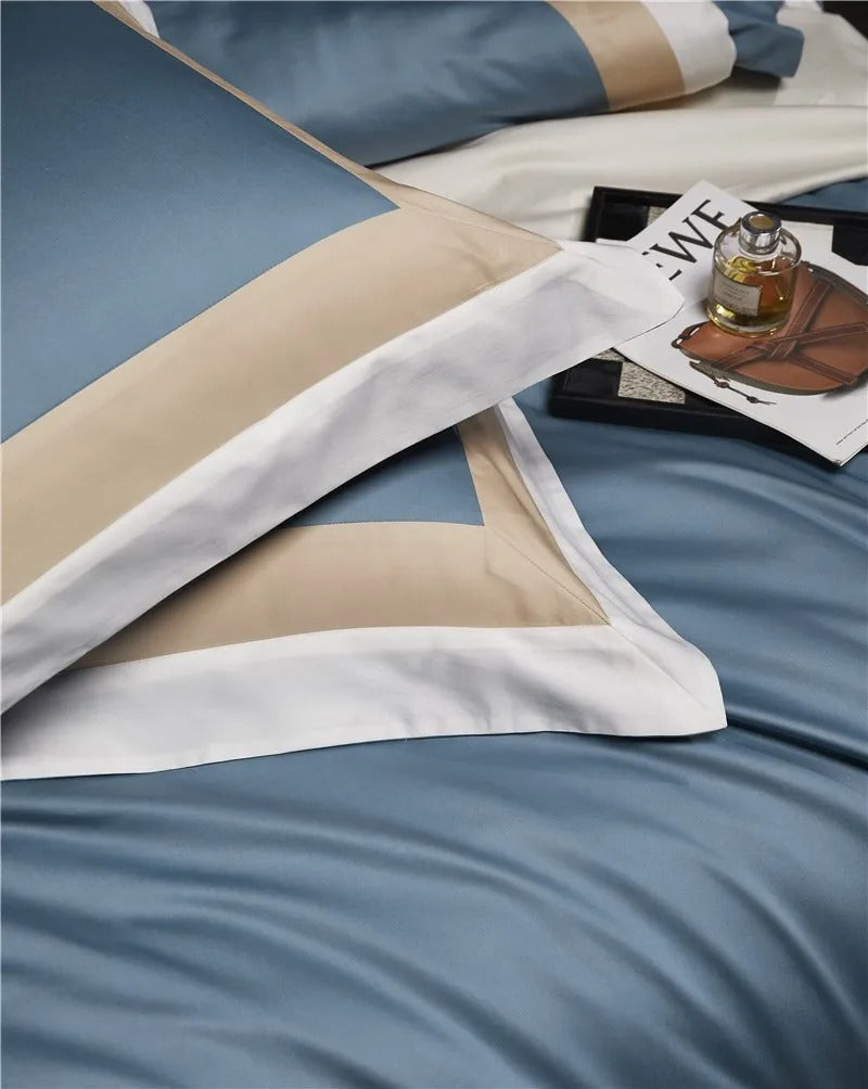 Luxor Blue Stripe Egyptian Cotton Bedding Set