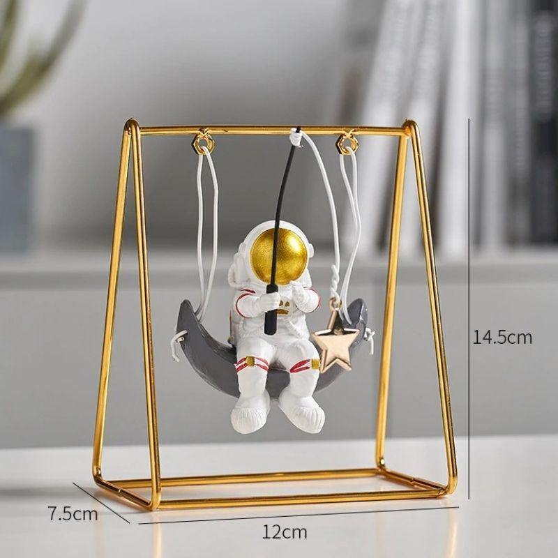 HomeQuill‚Ñ¢ Mini Astronaut on a Swing Figurine - Nordic Side - 
