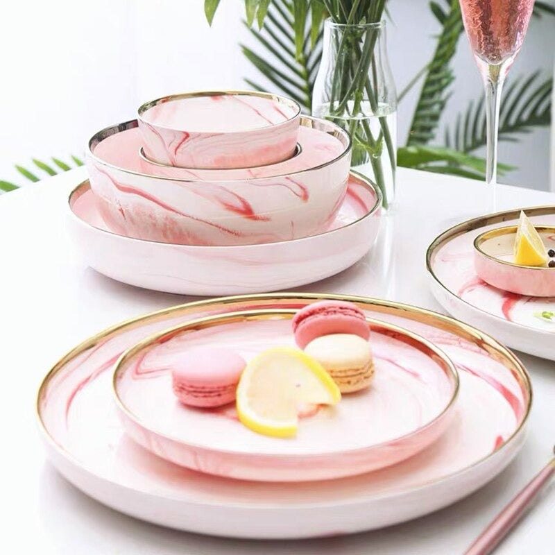 Catalina Pink Marble Luxury Dinnerware Set