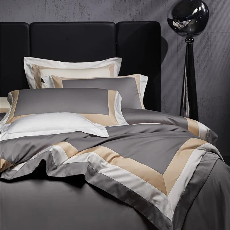 Luxor Grey Stripe Egyptian Cotton Bedding Set