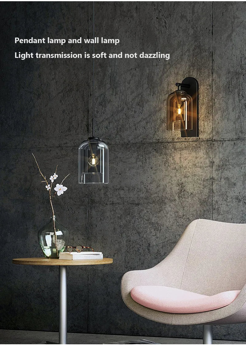 Scandinavian Postmodern Double Glass Wall Lamps