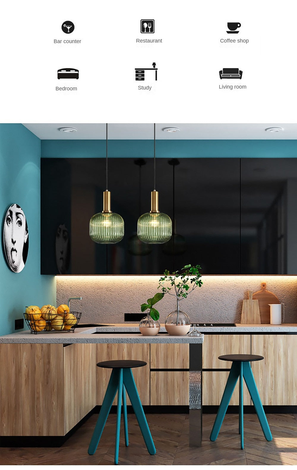 Oud Azura Nordic Glass Pendant Lights