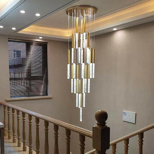 Annette - Linear Copper and Crystal Strand Chandelier