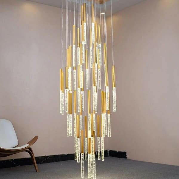Annette - Linear Copper and Crystal Strand Chandelier