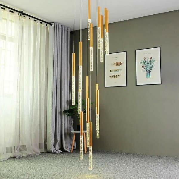 Annette - Linear Copper and Crystal Strand Chandelier