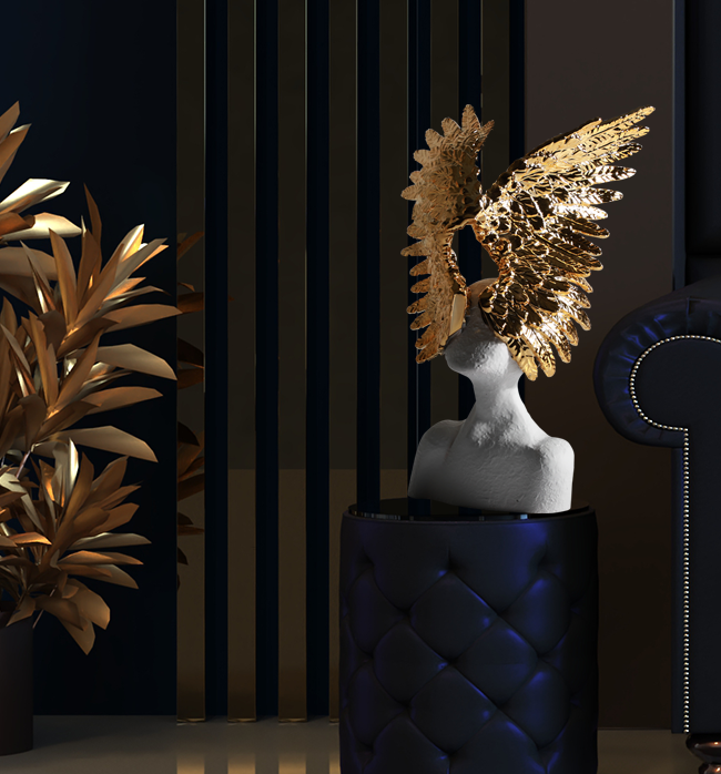 The Angel With A Golden Crown - White & Gold