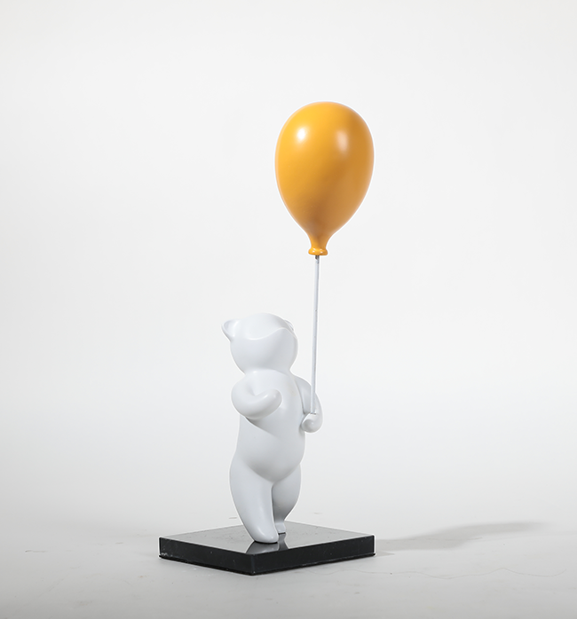 Bear With Balloon - White & Orange