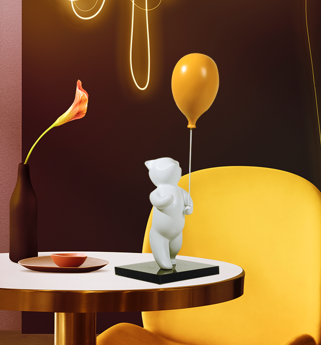 Bear With Balloon - White & Orange