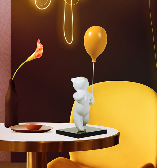 Bear With Balloon - White & Orange