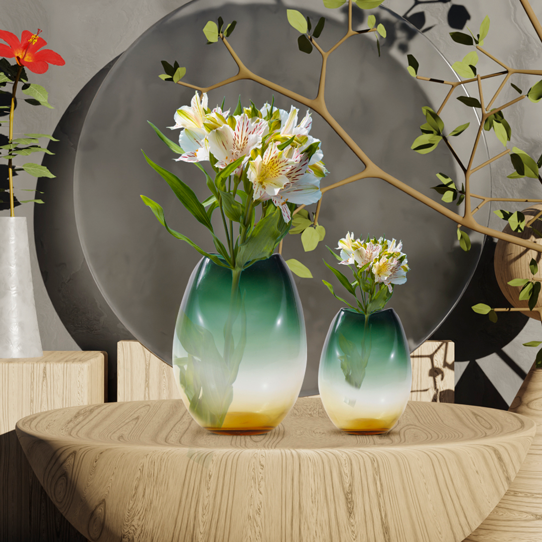 The Guiliana Collection Vase - Large, Green & Gold