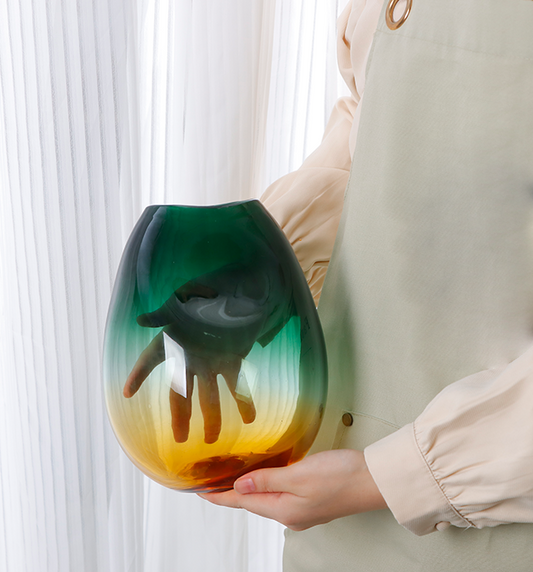 The Guiliana Collection Vase - Small, Green & Gold