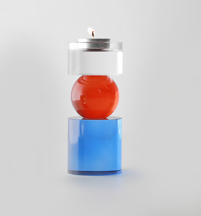 The McKenna Crystal Candle Holder - Large, Red