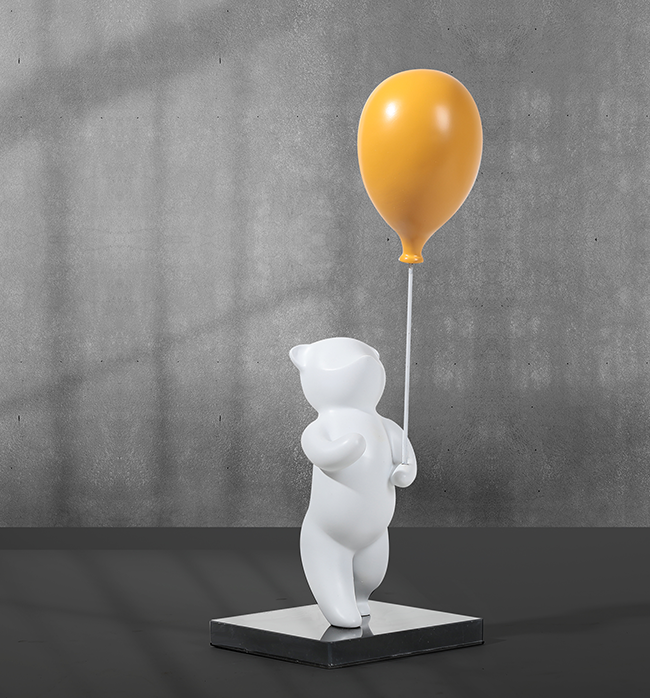 Bear With Balloon - White & Orange