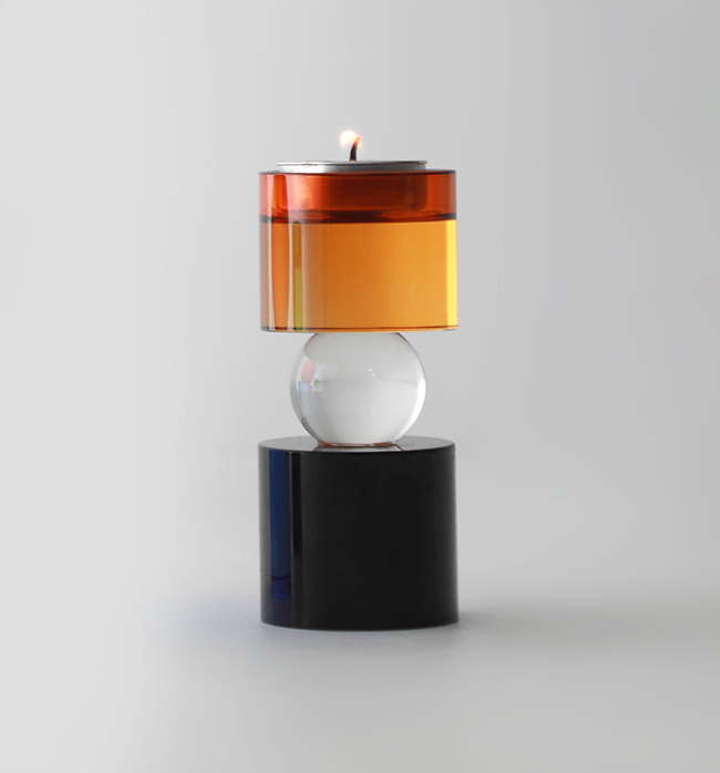 The McKenna Crystal Candle Holder Medium - Yellow