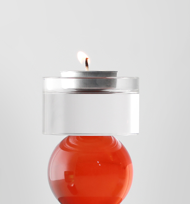 The McKenna Crystal Candle Holder - Large, Red