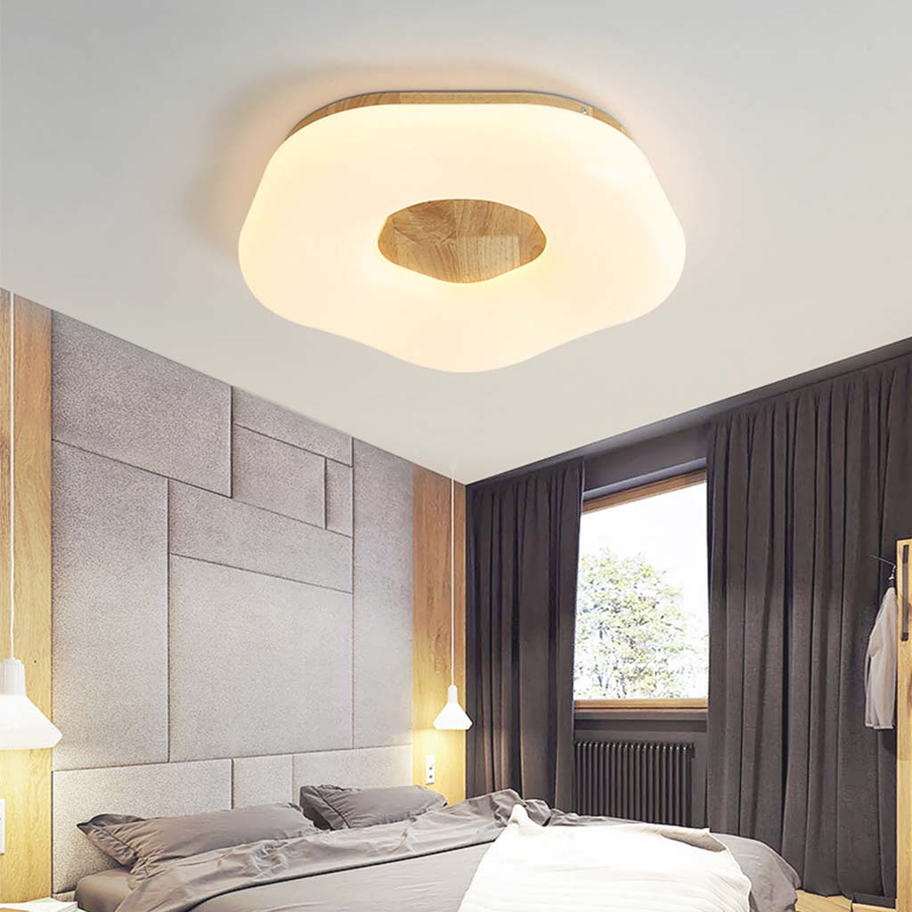 Flush Mount Ceiling Light White Artistic Flower, Wood and Acrylic