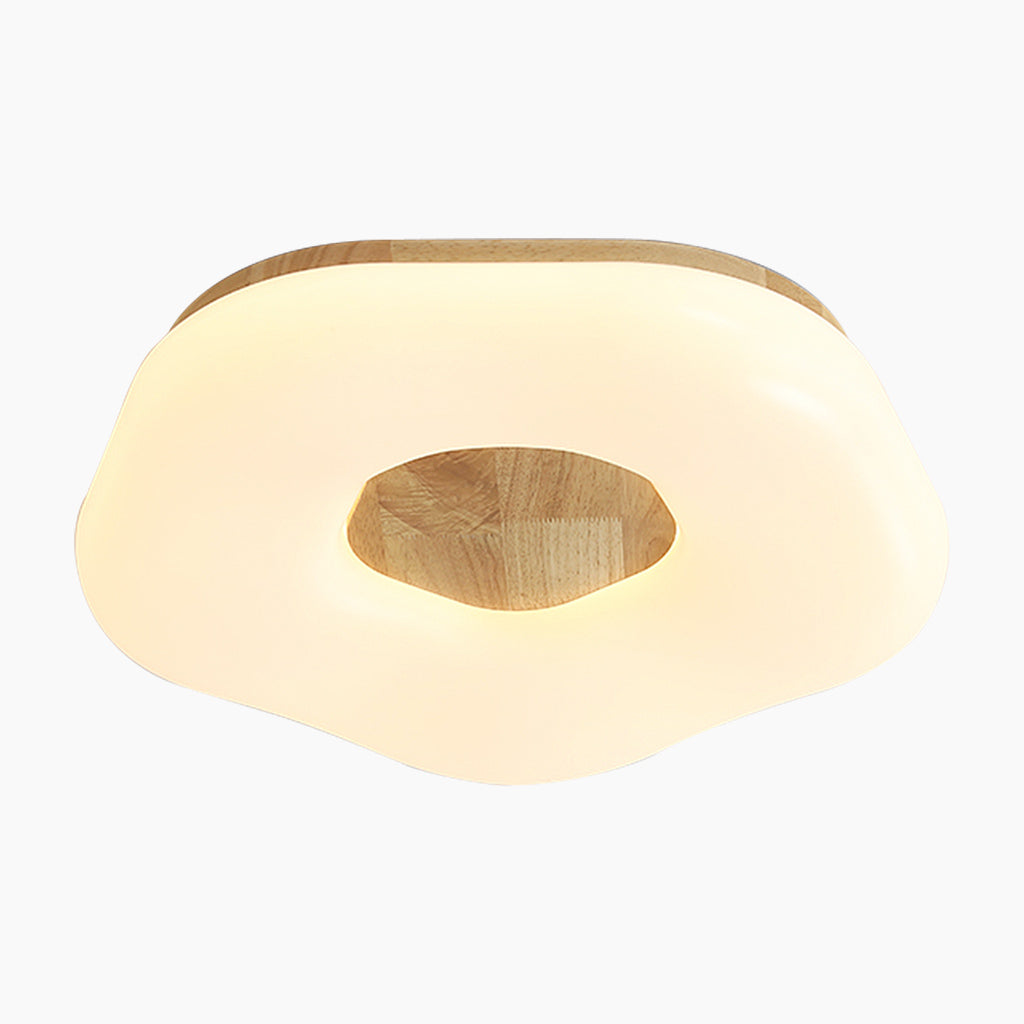 Flush Mount Ceiling Light White Artistic Flower, Wood and Acrylic