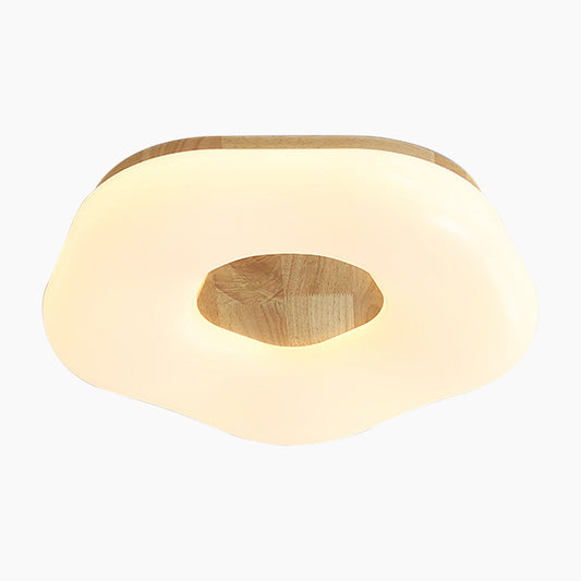 Flush Mount Ceiling Light White Artistic Flower, Wood and Acrylic