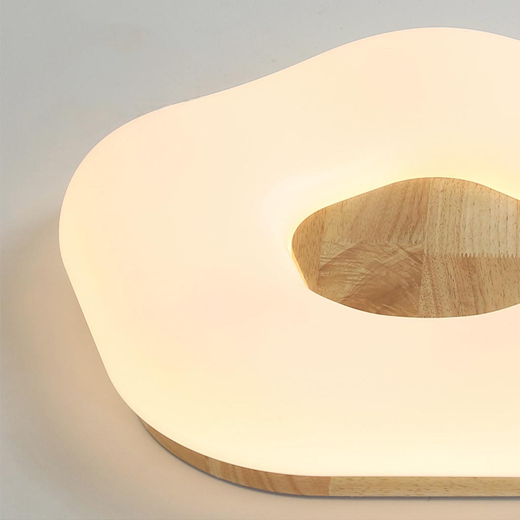 Flush Mount Ceiling Light White Artistic Flower, Wood and Acrylic