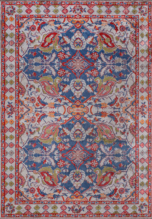 Bastille Navy Blue - Red Rug