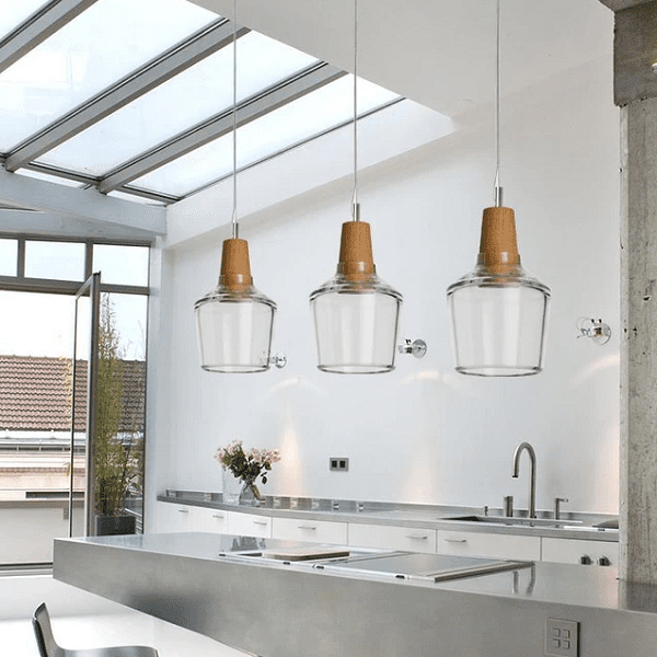 Bentte - Glass With Wooden Top Light
