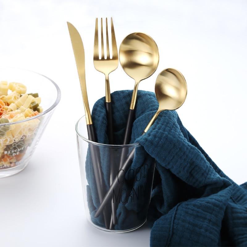 Black Luxury Gold Cutlery Set