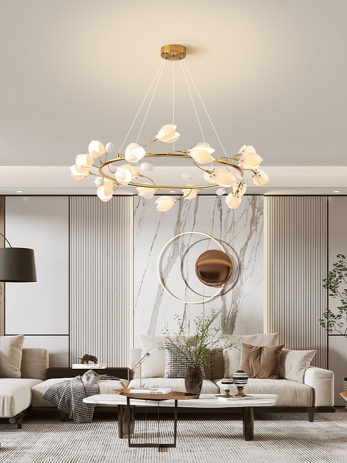 Porcelain Magnolia Elegant Chandelier