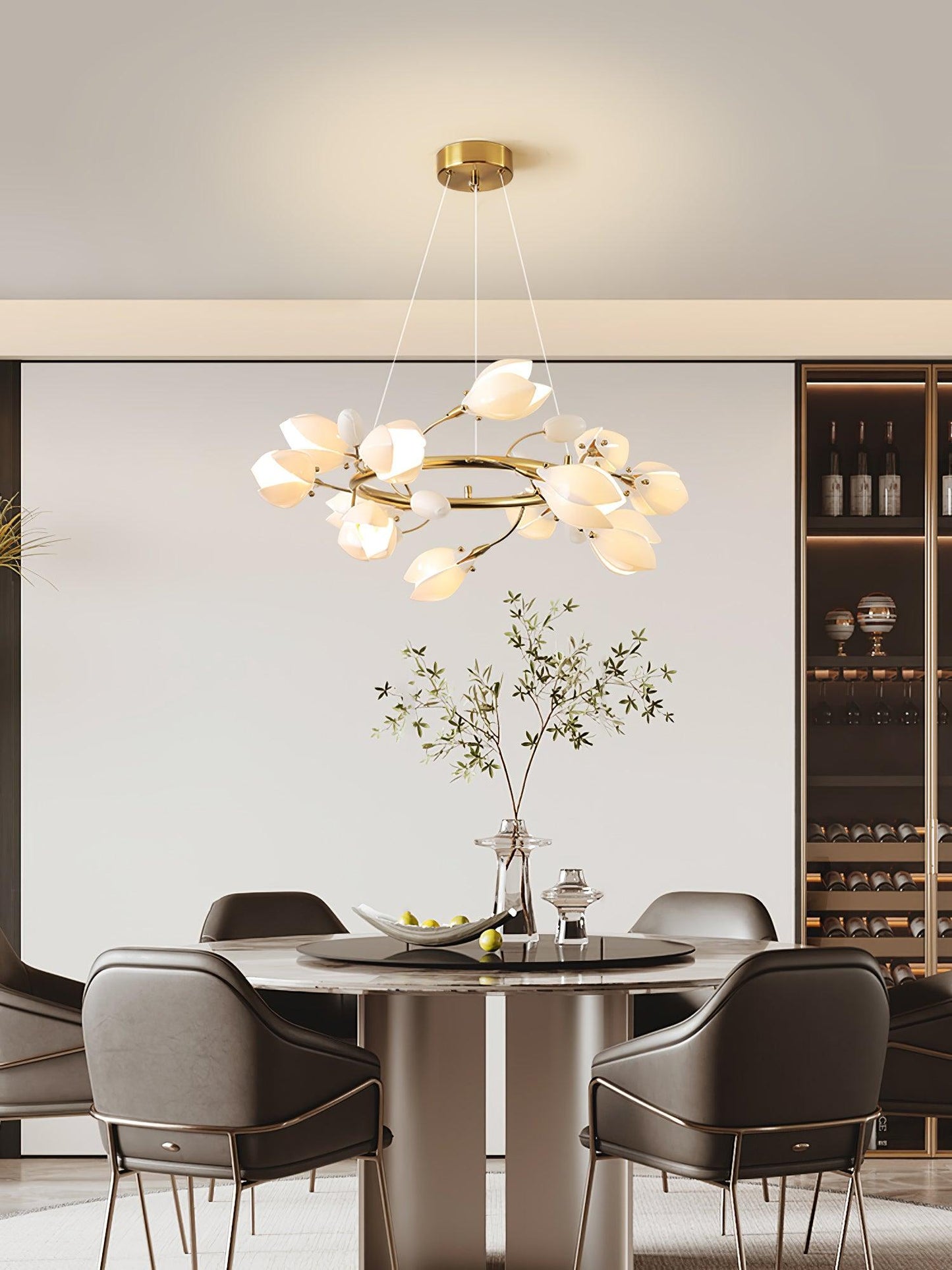 Porcelain Magnolia Elegant Chandelier