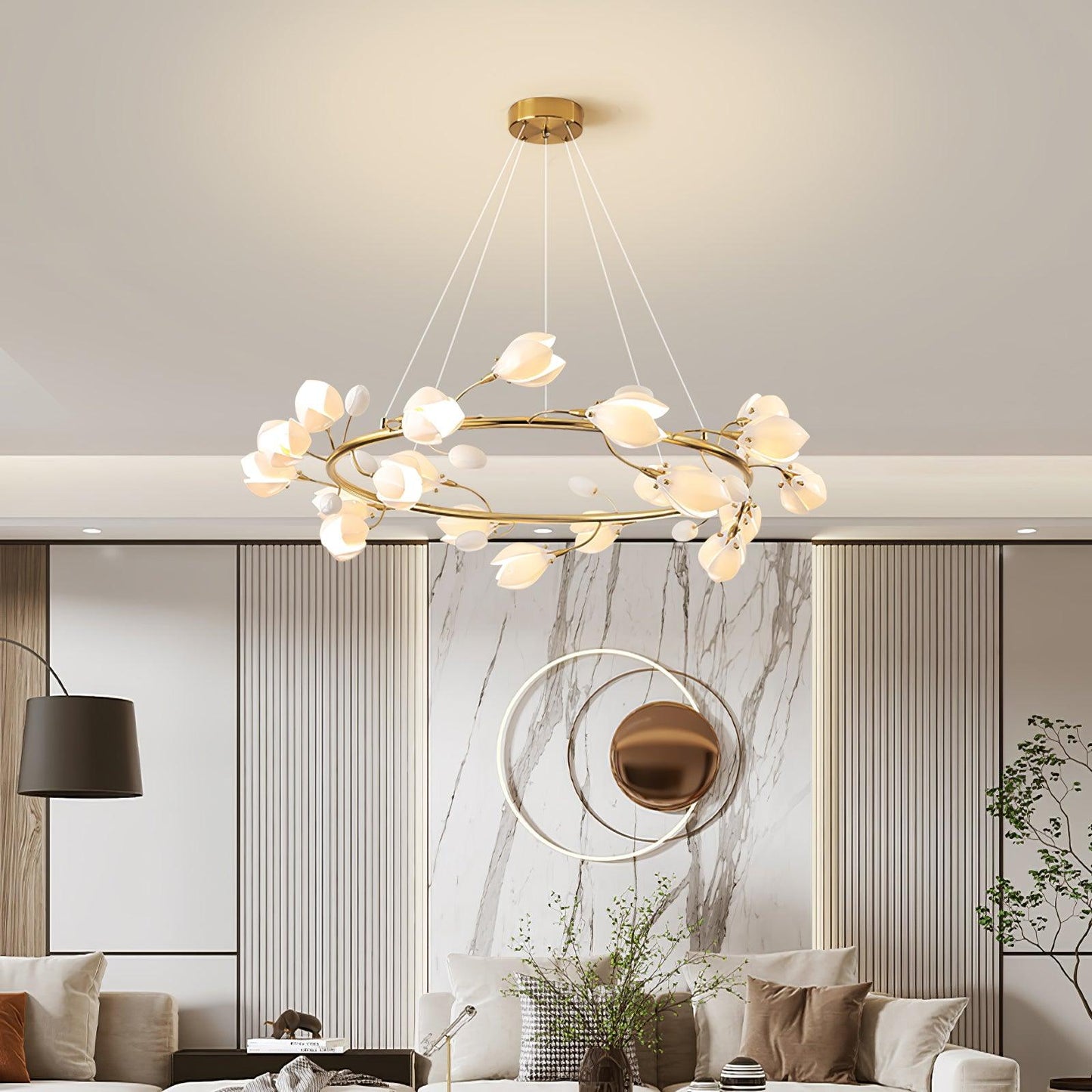 Porcelain Magnolia Elegant Chandelier