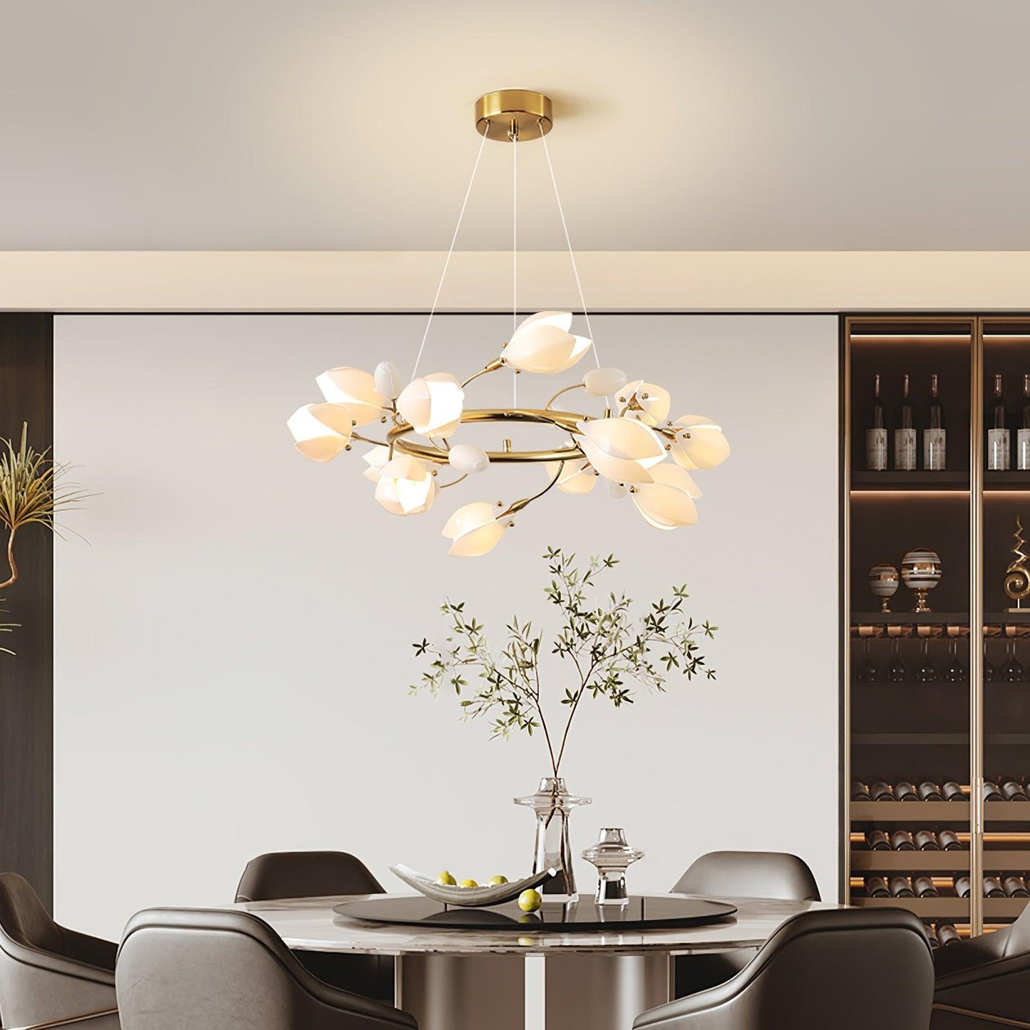 Porcelain Magnolia Elegant Chandelier