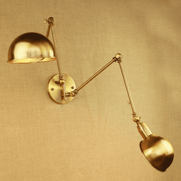 Brass Double Head Shade Industrial Wall Light