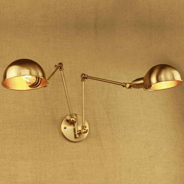 Brass Double Head Shade Industrial Wall Light