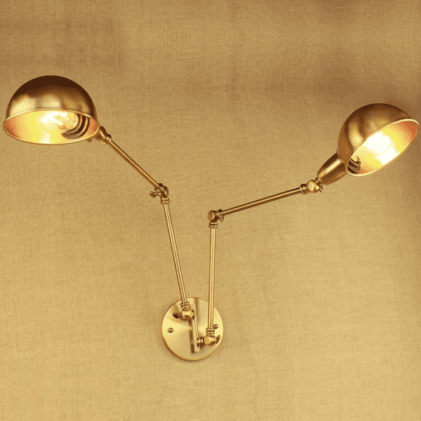 Brass Double Head Shade Industrial Wall Light