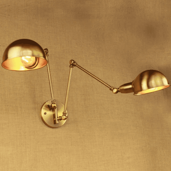 Brass Double Head Shade Industrial Wall Light
