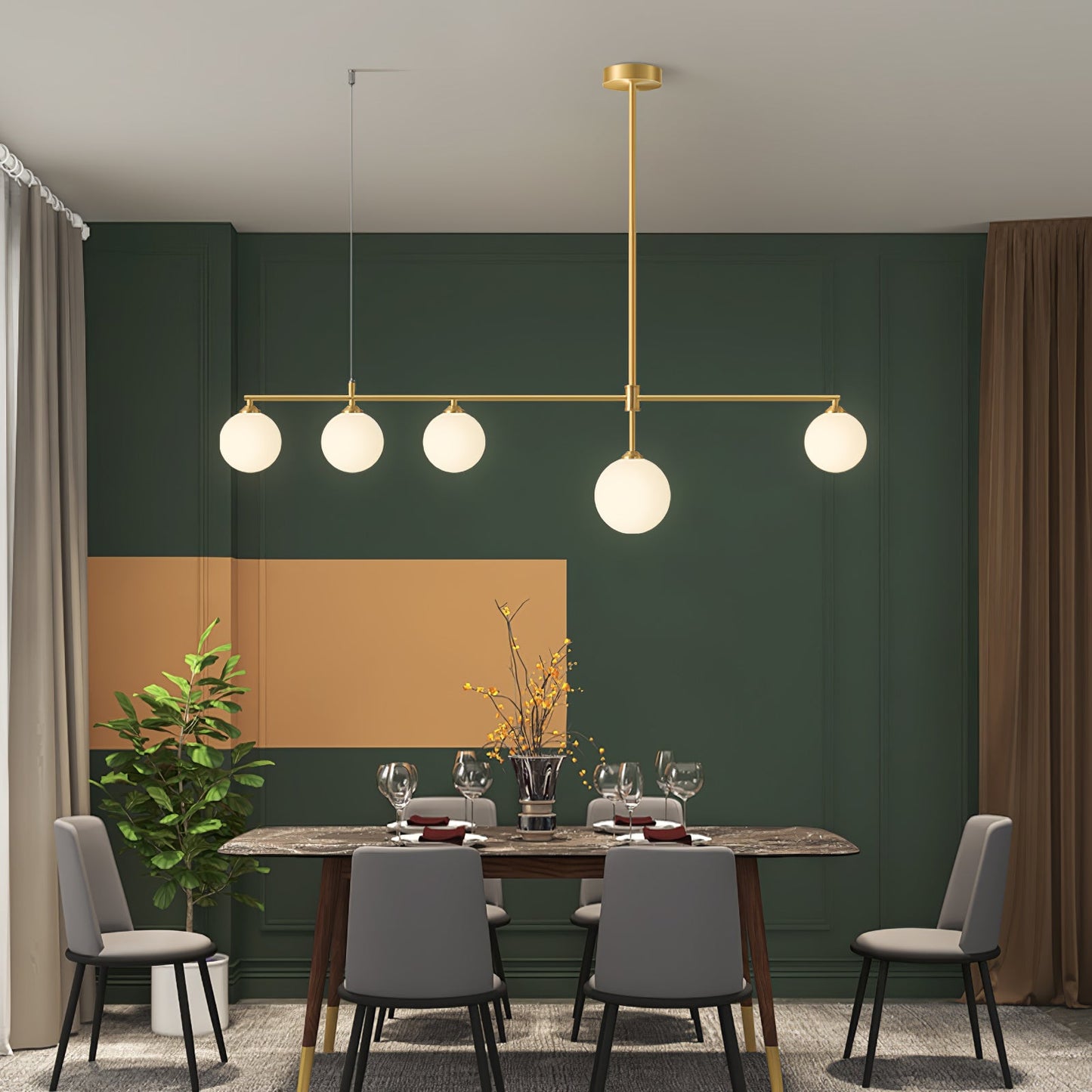 Brass Globe Chandelier