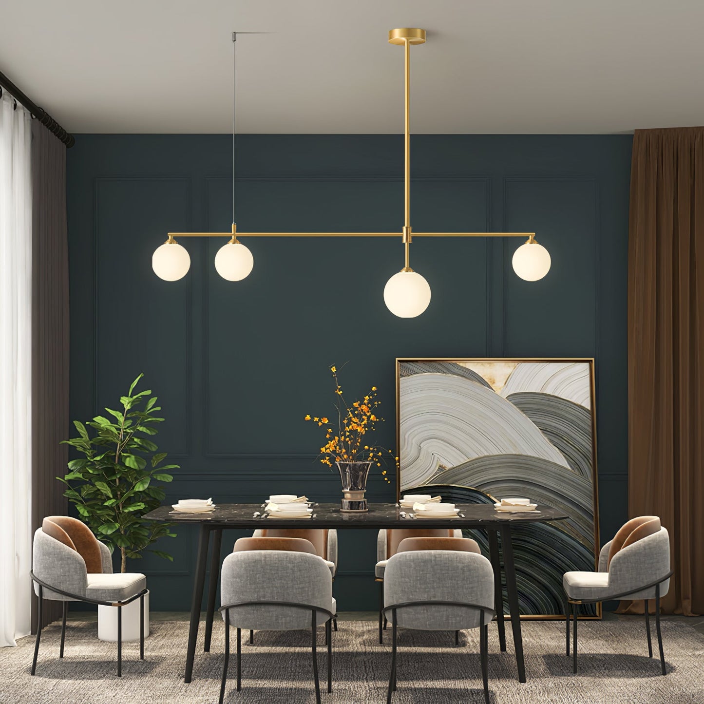 Brass Globe Chandelier