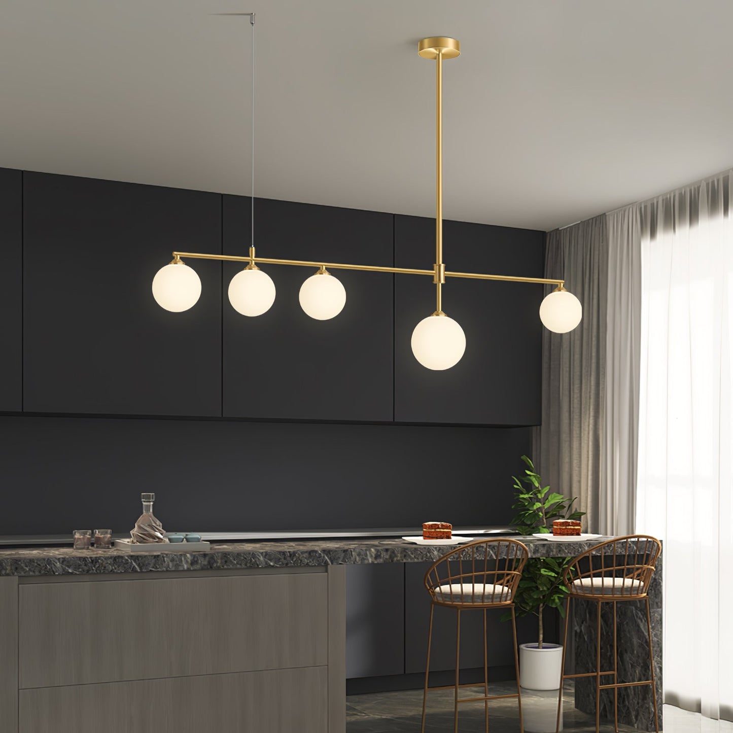 Brass Globe Chandelier