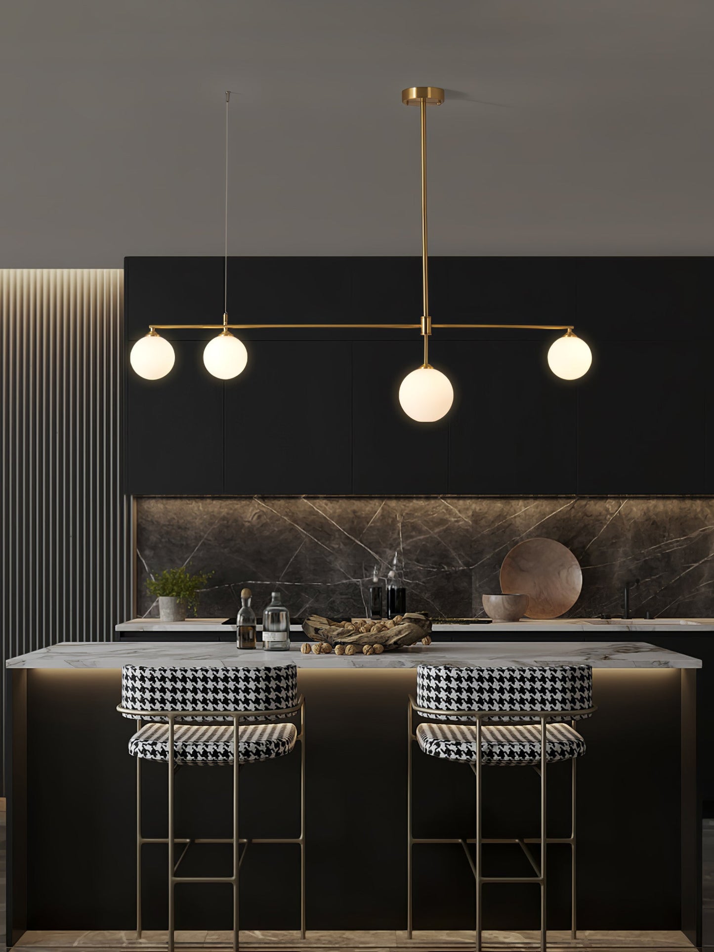 Brass Globe Chandelier