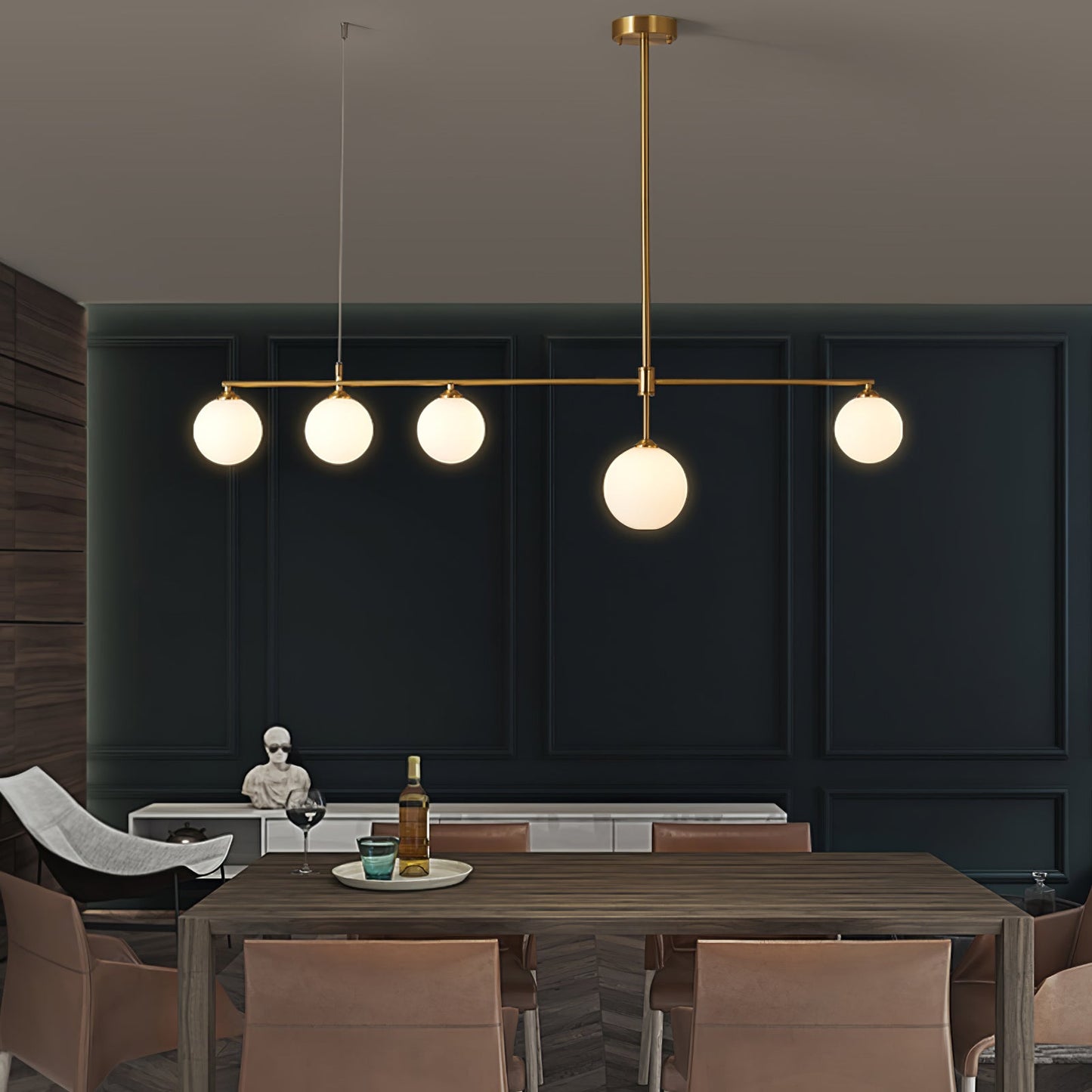 Brass Globe Chandelier