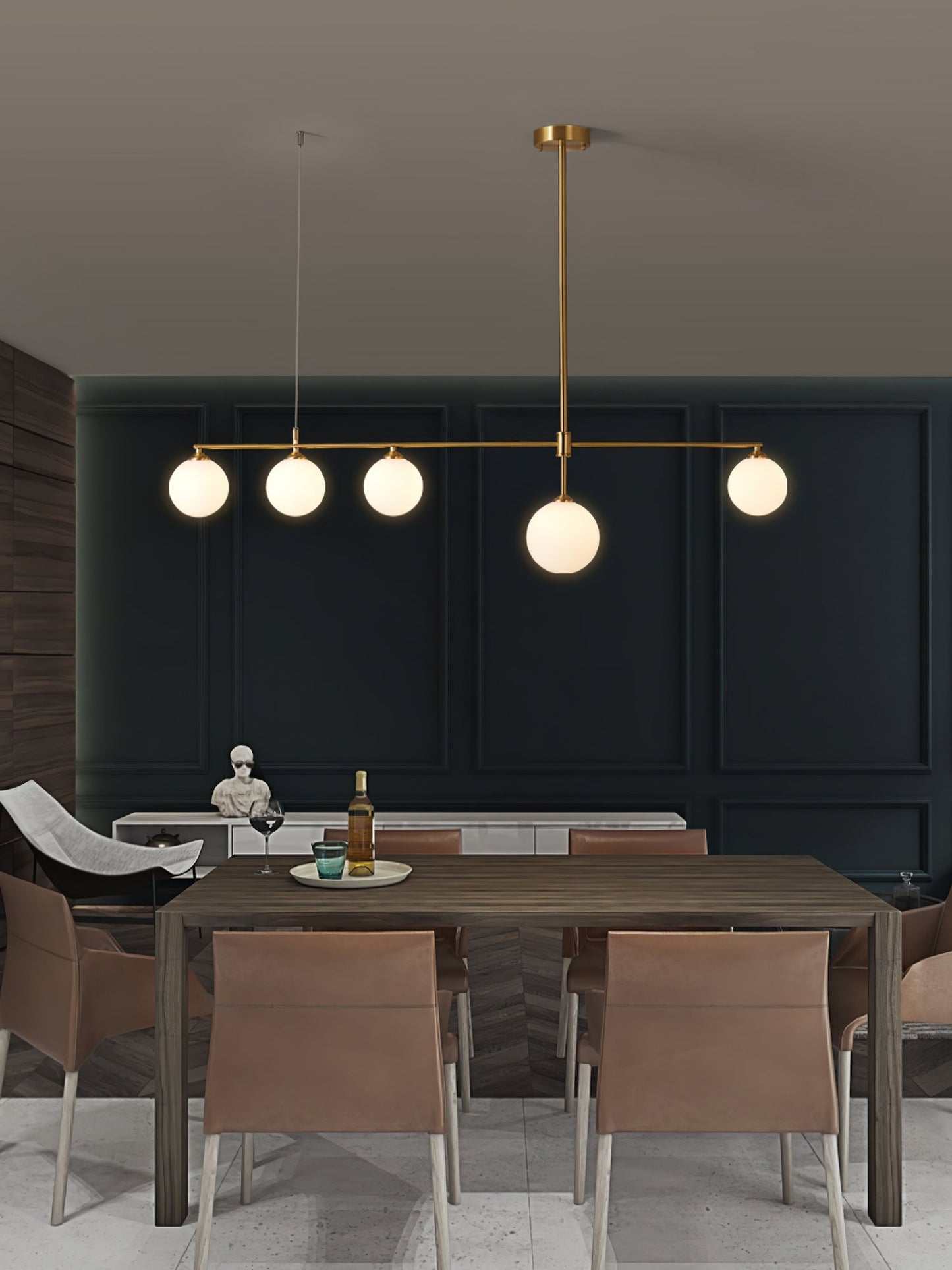 Brass Globe Chandelier