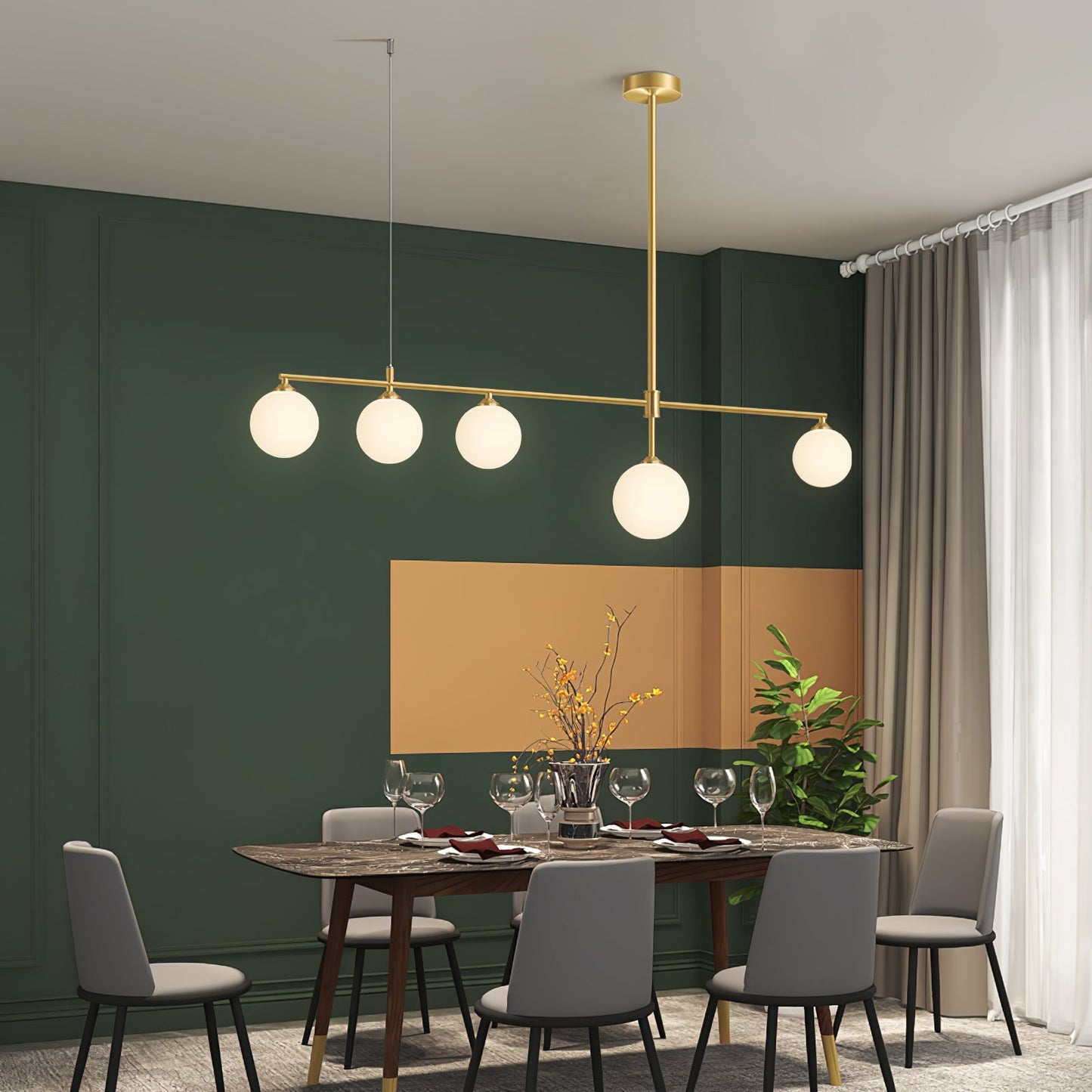 Brass Globe Chandelier