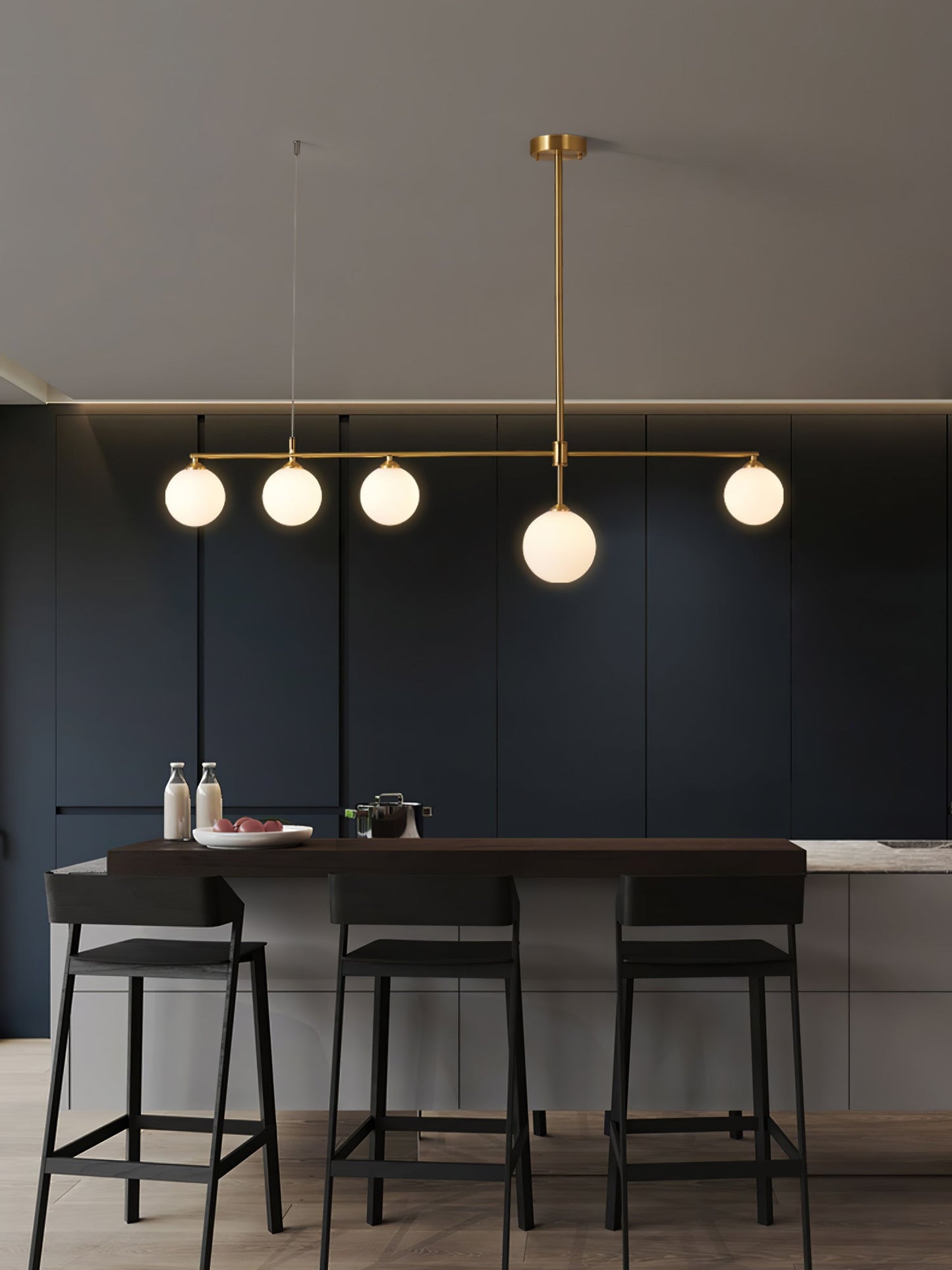 Brass Globe Chandelier