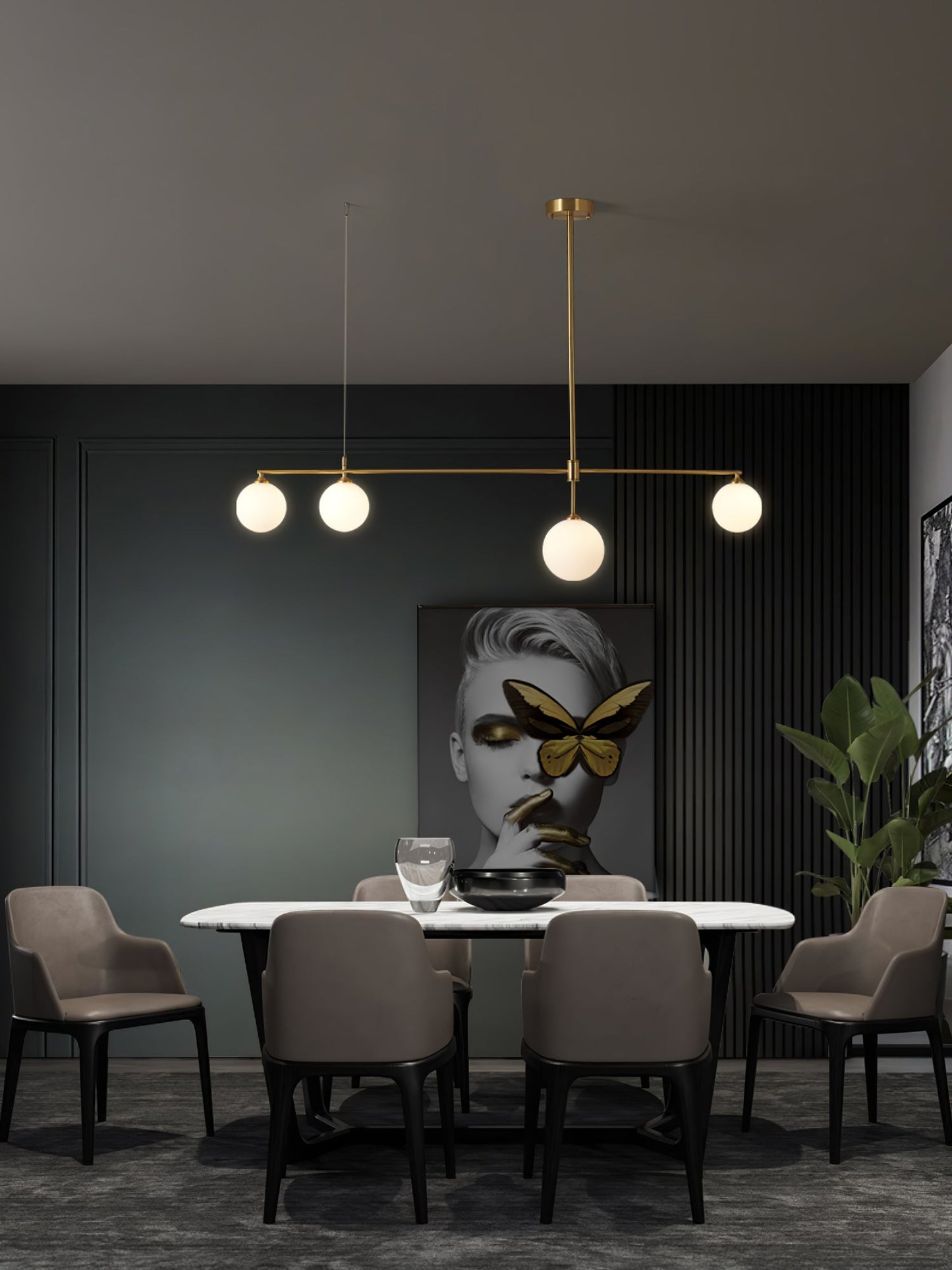 Brass Globe Chandelier