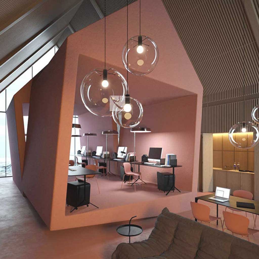 Pendant Light Modern Minimalist Bubble, Iron & Glass