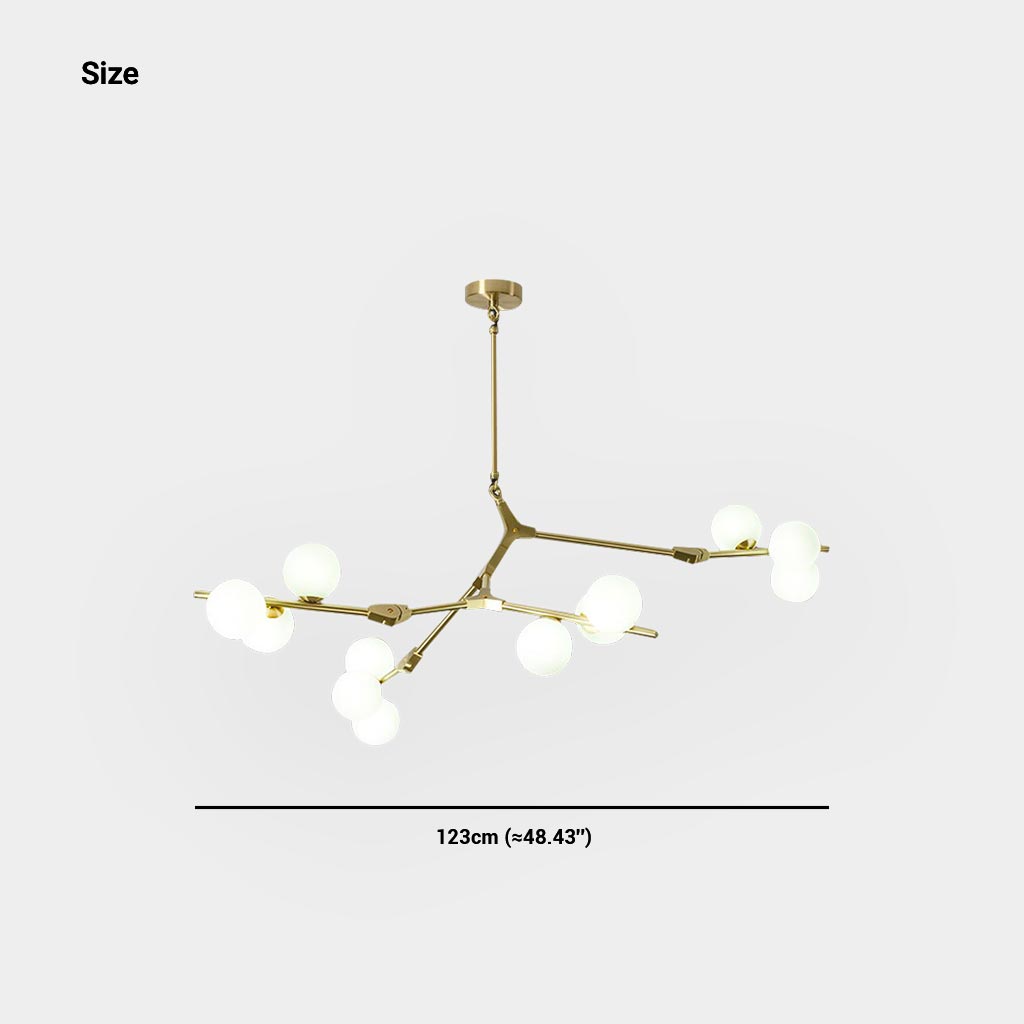 Chandelier Nordic Elegant Branch Bubble Glass Ball, Black / Gold